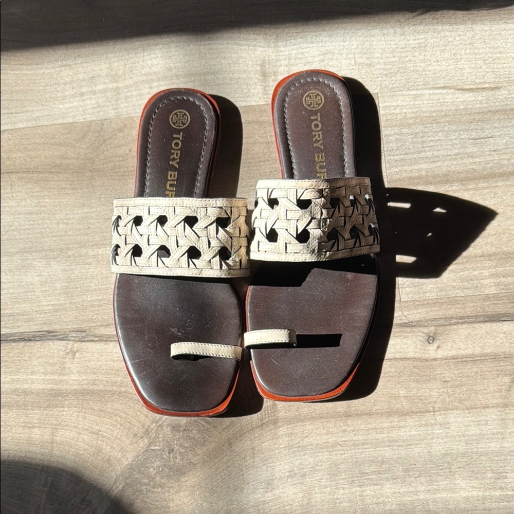 Tory Burch Brown and Cream Women's Sandals